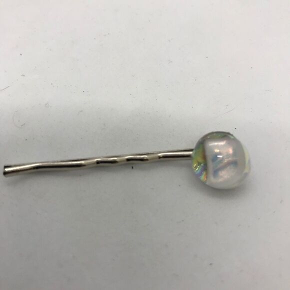 Bobby Pin Diachronic Glass Bobby Pin Hair Accessory White Crystal NWT Handmade - Picture 13 of 15